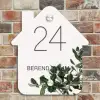 Wit met bladeren - Klassiek Naambord Huisje klein -sfeer6