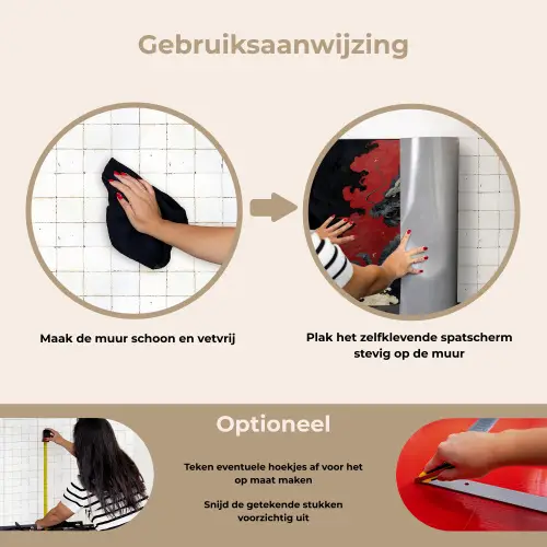 Zwarte draak - Rookwolken - Rood keuken achterwand spatscherm klein -gebruiksaanwijzing_NL