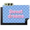 Sweet dreams - Vierkanten - Roze - Blauw Inductie beschemer met haakjes klein -3d