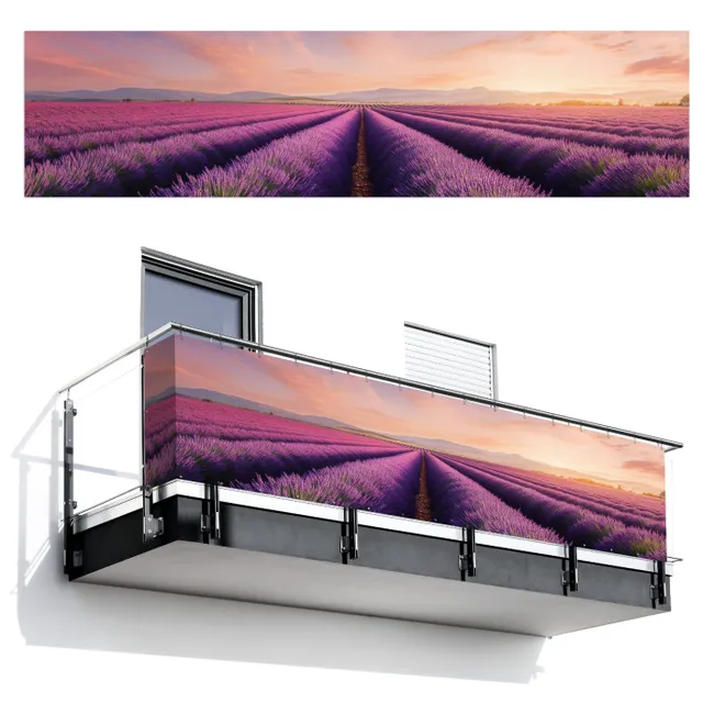 Balkonscherm - Lavendelveld - Zonsondergang - Paars - Bloemen