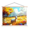 Schaap - Weide - Bloemen textielposter latten blank klein -3d