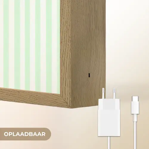 Bloemen - Ovaal - Strepen - Groen Light Box met batterij (Wandlamp) middel -USP_websiteoplaadbaarNL