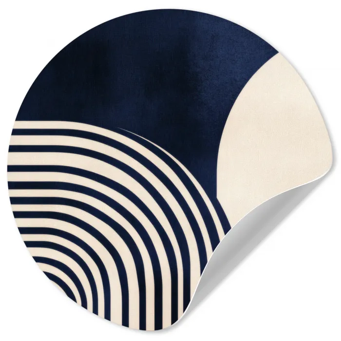 Donkerblauw - Abstract - Lijnen Wandcirkel behangsticker klein -3d