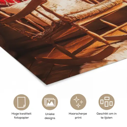 Winter - Kerst - Huis - Openhaard poster papier klein -closeup_NL