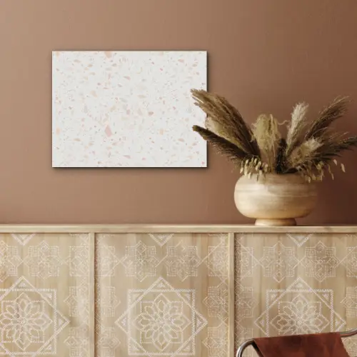Terrazzo -  Patroon - Wit - Perzik PET vilt klein 837 -sfeer4