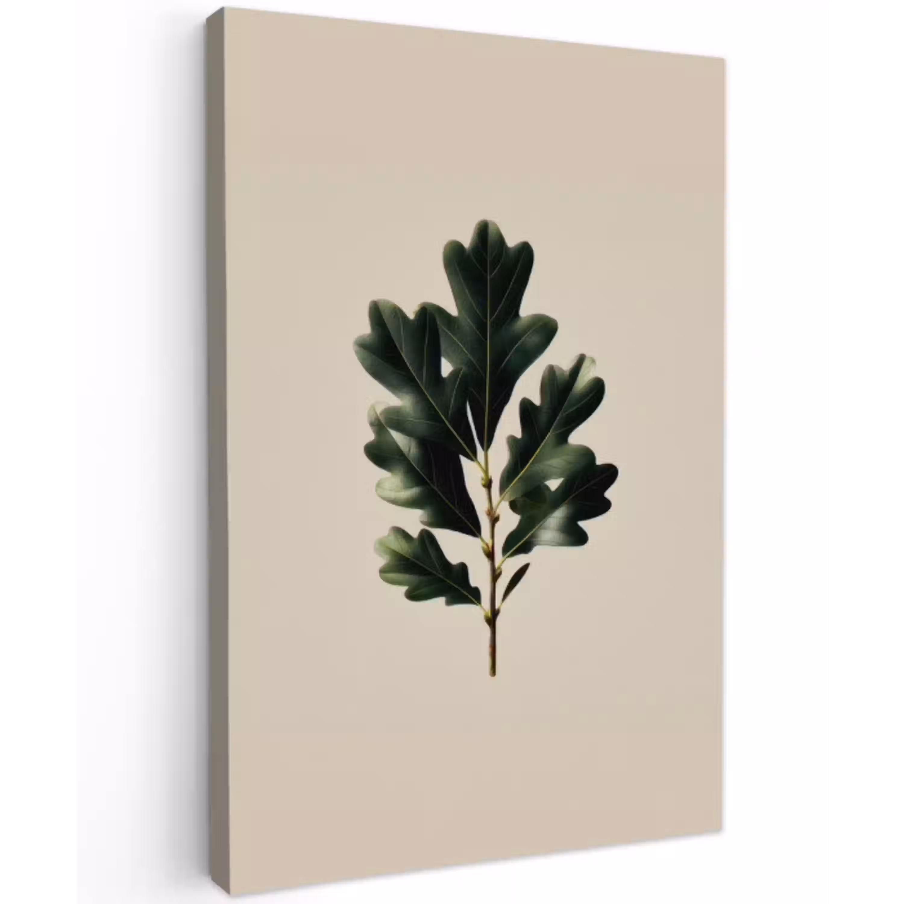 Eikenbladeren - Beige - Groen - Golvende randen Tuinposter op houten frame 2 cm dik klein -3d