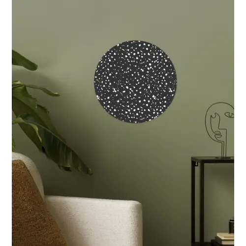 Terrazzo -  Patroon - Zwart - Wit Wandcirkel behangsticker klein 186 -sfeer2