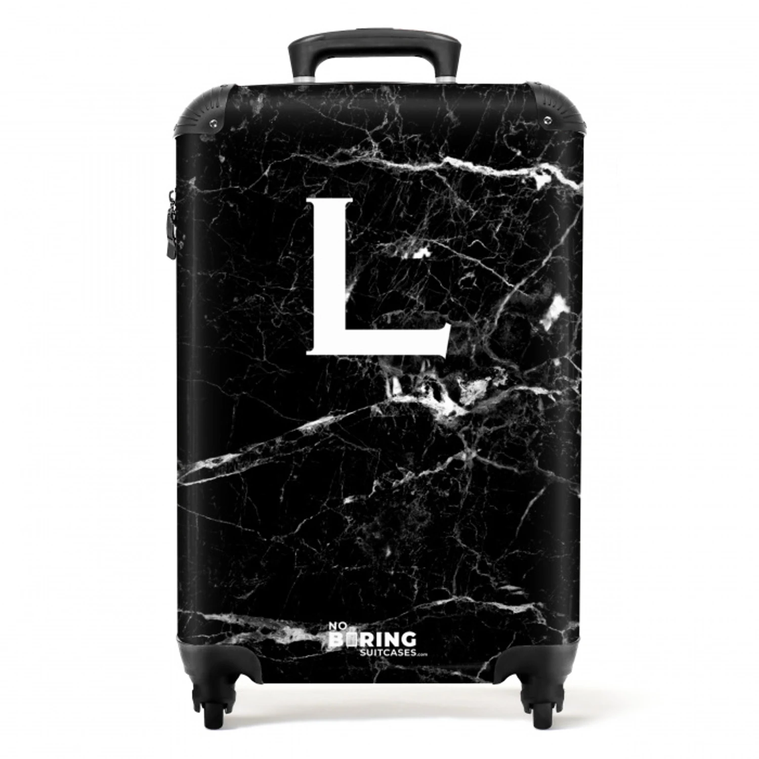 Letter L - Marmer - Zwart NBS - Handbagage koffer - Unisex middel -productfoto_recht