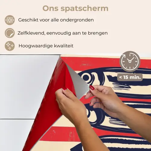 Sardines - Rood en beige strepen keuken achterwand spatscherm klein -spatscherm_NL