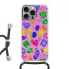 Edelstenen - Vormen - Hartje - Kleurrijk Hoesje iPhone 16 Pro Max met koord klein -3d