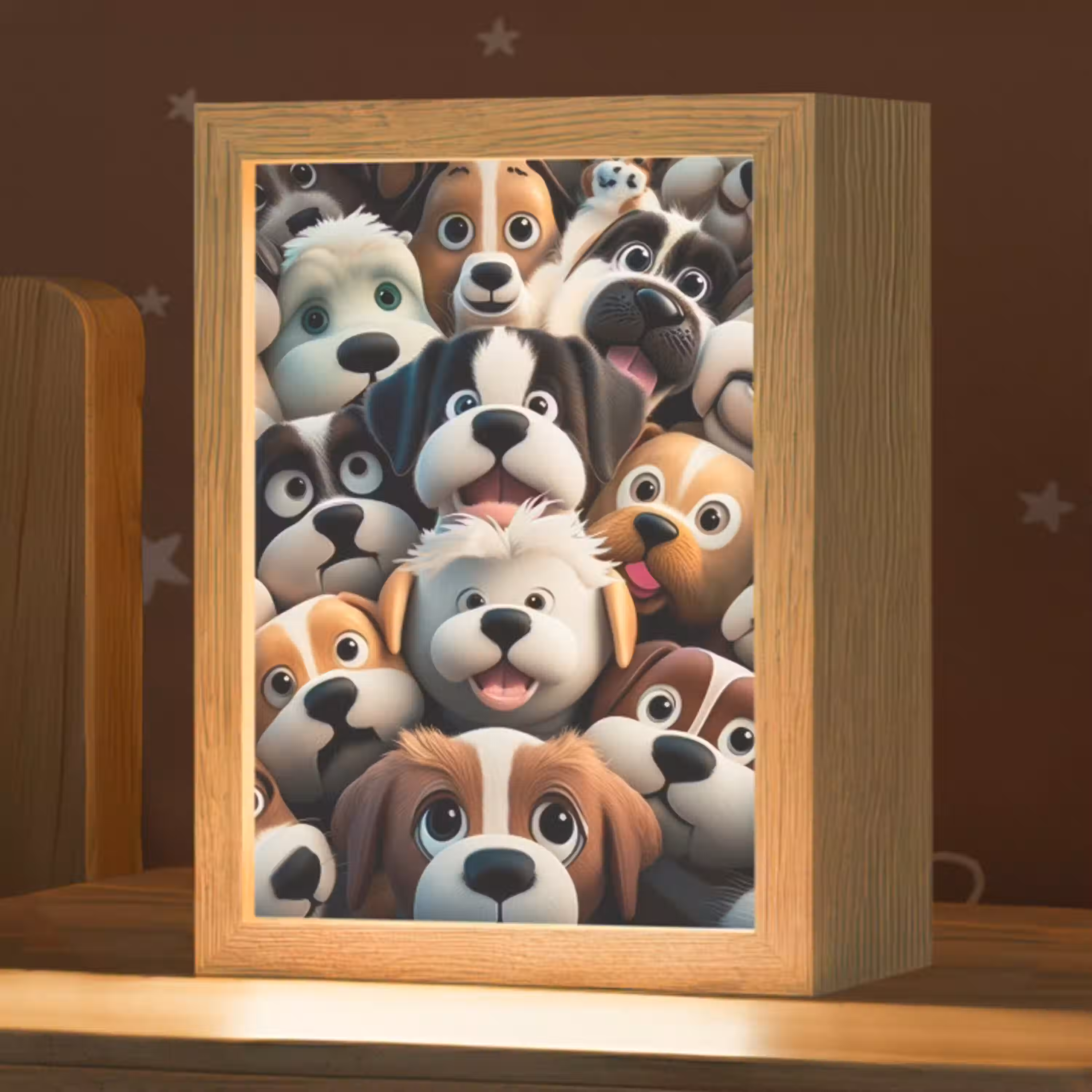 Hond - Dieren - Patronen - Bruin - Meisjes - Jongens Light Box met kabel klein -zzz_3d_website