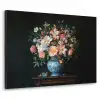 Roze - Bloemen - Vaas - Kleuren Textielframe zwart klein -3d