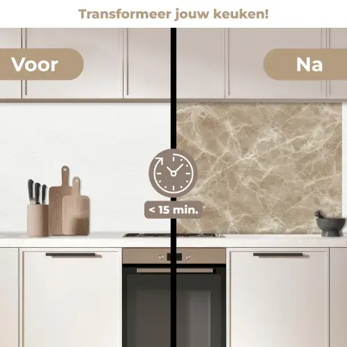 Bruin - Kristaladers - Marmer keuken achterwand 2 middel 871 -voor-na2_NL