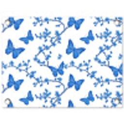 Vlinder - Bloemen - Blauw tuinposter los doek klein 239 -3d