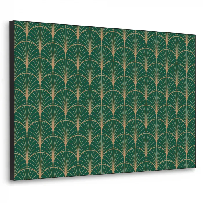 Patroon - Groen - Goud - Symmetrisch Textielframe zwart klein 947 -3d