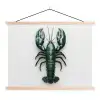 Kreeft - Glossier - Groen - Wit textielposter latten blank klein -3d