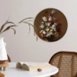 Kunst - Bloemen - Stilleven - Oude meesters - Vintage Wandcirkel kunststof plaat 5mm dik klein -sfeer4