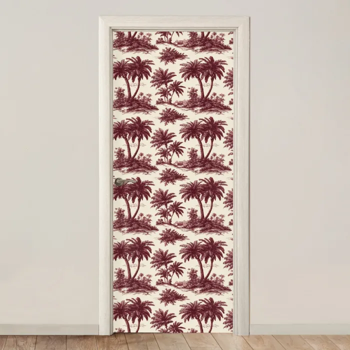 Tropisch - Geometrisch - Bordeauxrood deurposter klein 289 -3d_beige