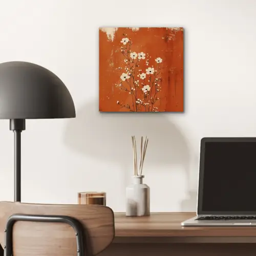 Bloemen - Wit - Subtiel - Roestkleur aluminium wit klein -sfeer5