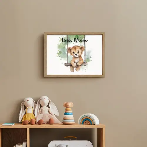 Leeuw - Dier - Kinderen - Jungle Light Box met batterij (Wandlamp kind) middel -sfeer2_kind