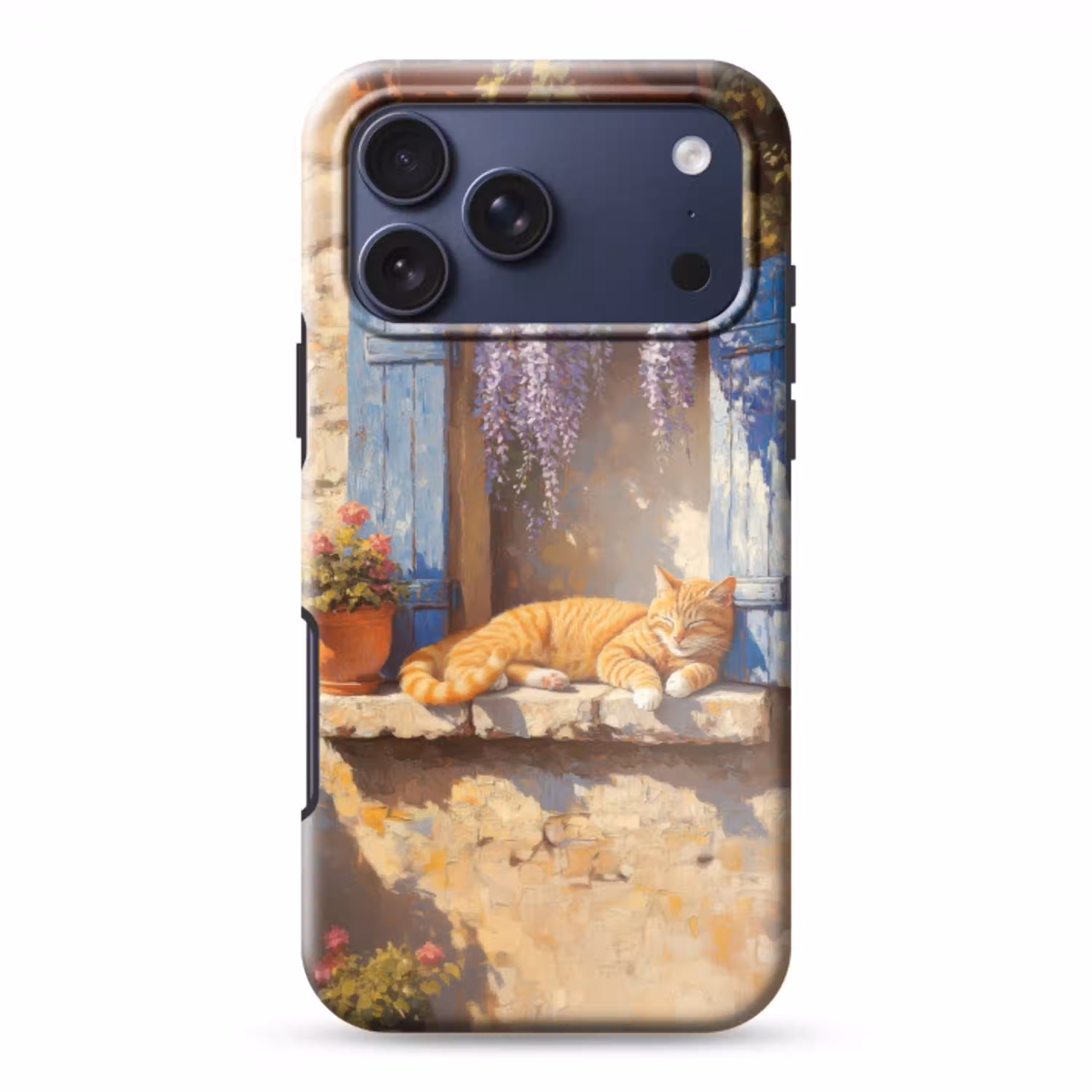 Kat - Stenen vensterbank - Bloemen Toughcase MagSafe Apple iPhone 17 Pro Max klein -3d