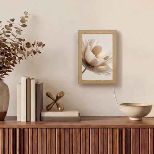 Bloem - Beige - Crème Light Box met kabel (Tafellamp) klein -sfeer2