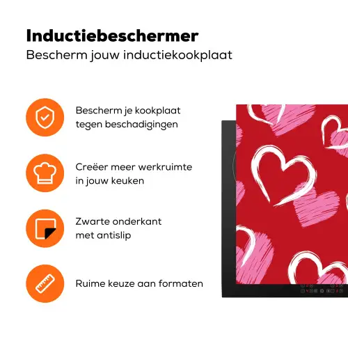 Patroon - Hartjes - Roze - Valentijn Inductie beschermer vinyl 3mm klein -zzzzzzz-td-ups