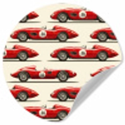 Raceauto - Retro - Rood Wandcirkel behangsticker klein 186 -3d