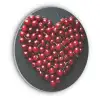 Kersen - Hart - Rood - Zwart Akoestische PET Vilt - Rond klein -3d