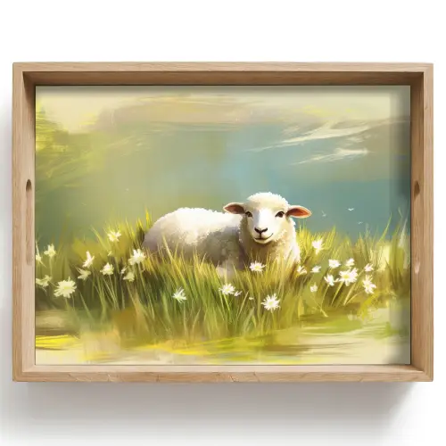 Schaap - Weide - Groen Dienblad Rechthoek middel -z3d_shopping