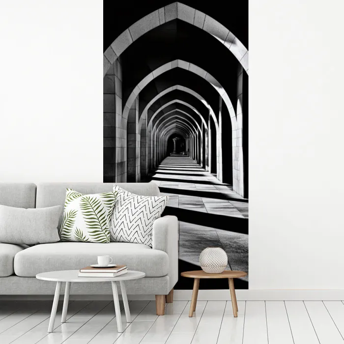 Gang - Bogen - Schaduw - Diepte fotobehang vinyl groot -woonkamer