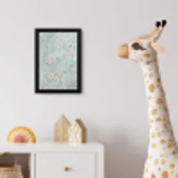 Vogel - Bloemen - Kleurrijk fotolijst zwart zonder passe partout klein -usfeer4_kinderkamer
