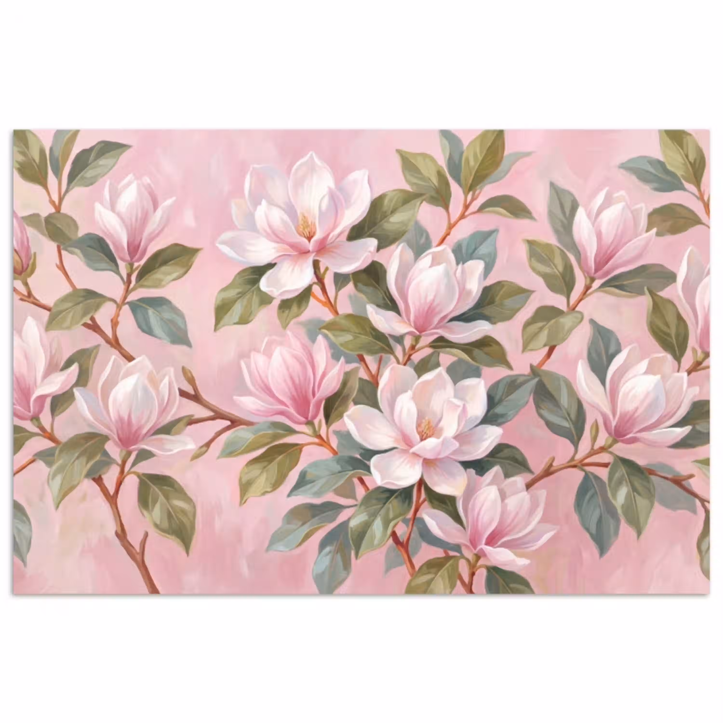 Magnolia's - Patroon - Roze poster papier klein -3d