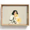 Vrouw - Bloem - Geel - Minimalistisch Dienblad Rechthoek middel -z3d_shopping