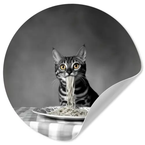 Bengaal - Kat - Tafelkleed - Zwart - Wit - Dier Wandcirkel behangsticker klein -3d