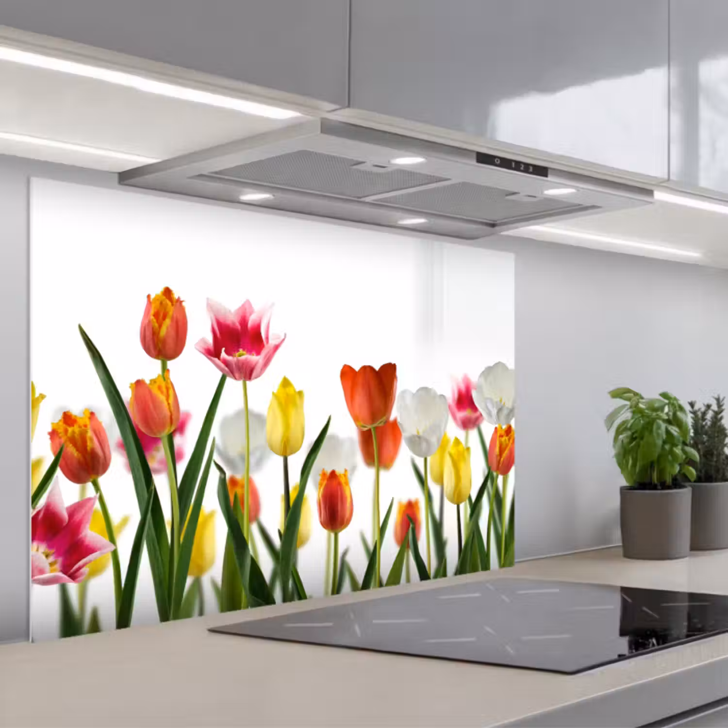 Spritzschutz Küche - Blumen - Tulpen - Farbenfroh
