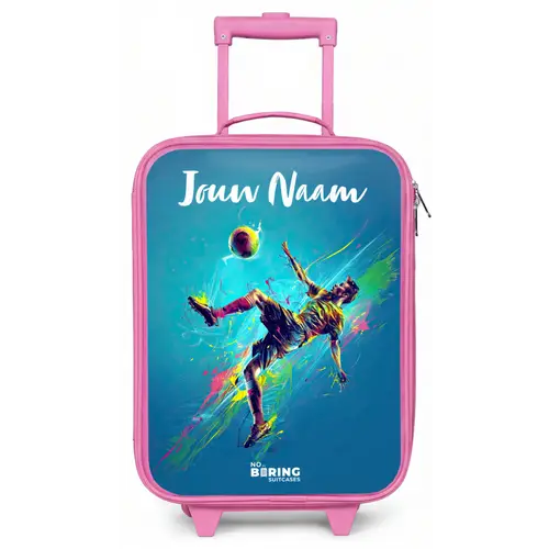 Neon - Voetbal - Schop - Kleurrijk Kinderkoffer - Roze klein -zz3dotto