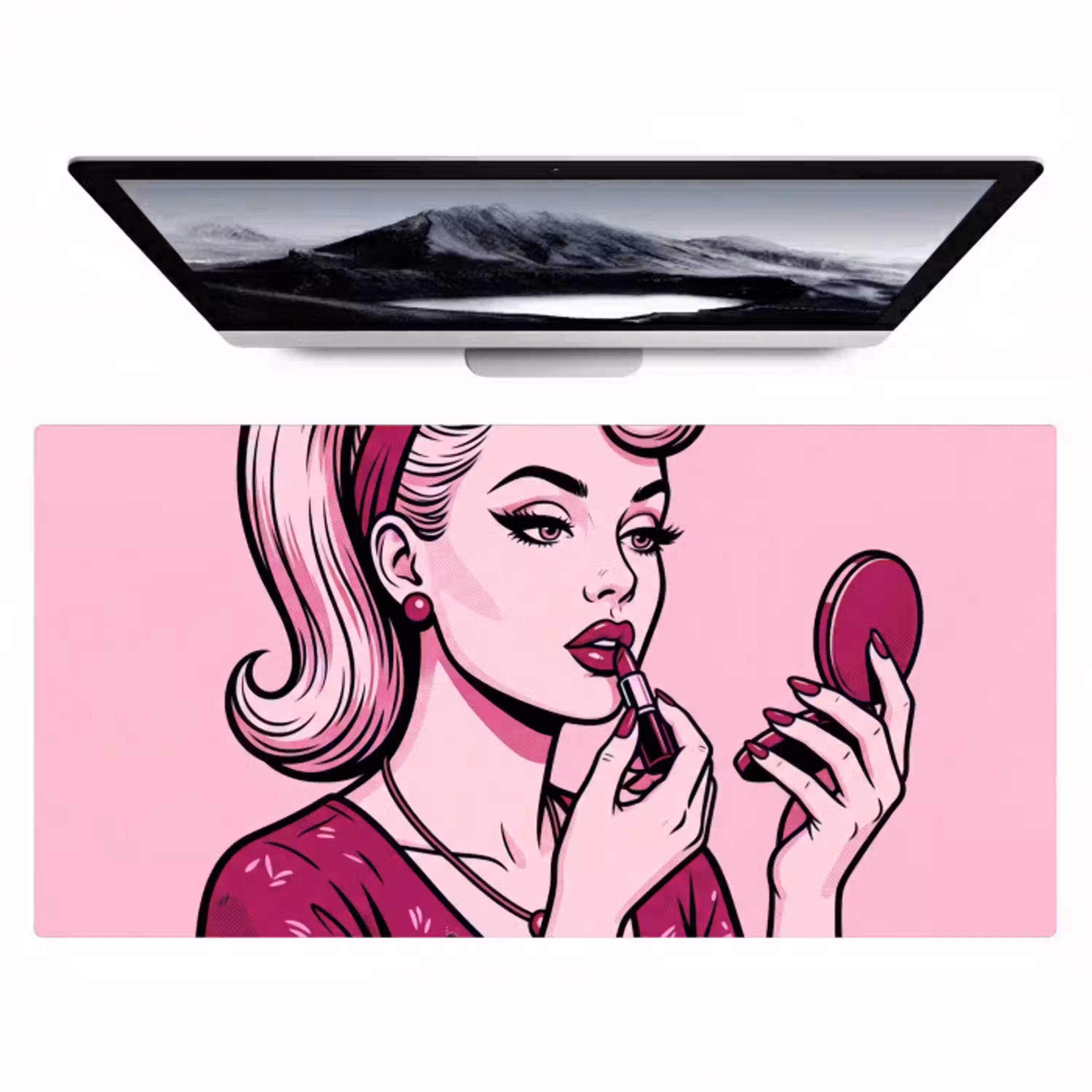 Vintage - Vrouw - Roze Muismat XXL klein -zzz3d