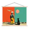 Retro - Jongen - Hond - Rood - Groen textielposter latten blank klein -3d