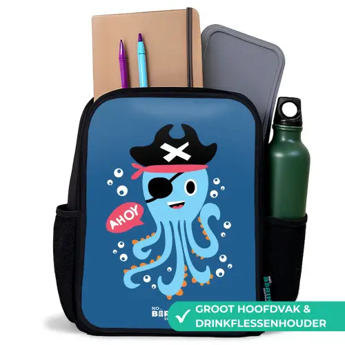 Piraten octopus met een hoed Rugzak - Zwart middel -inhoud_NL