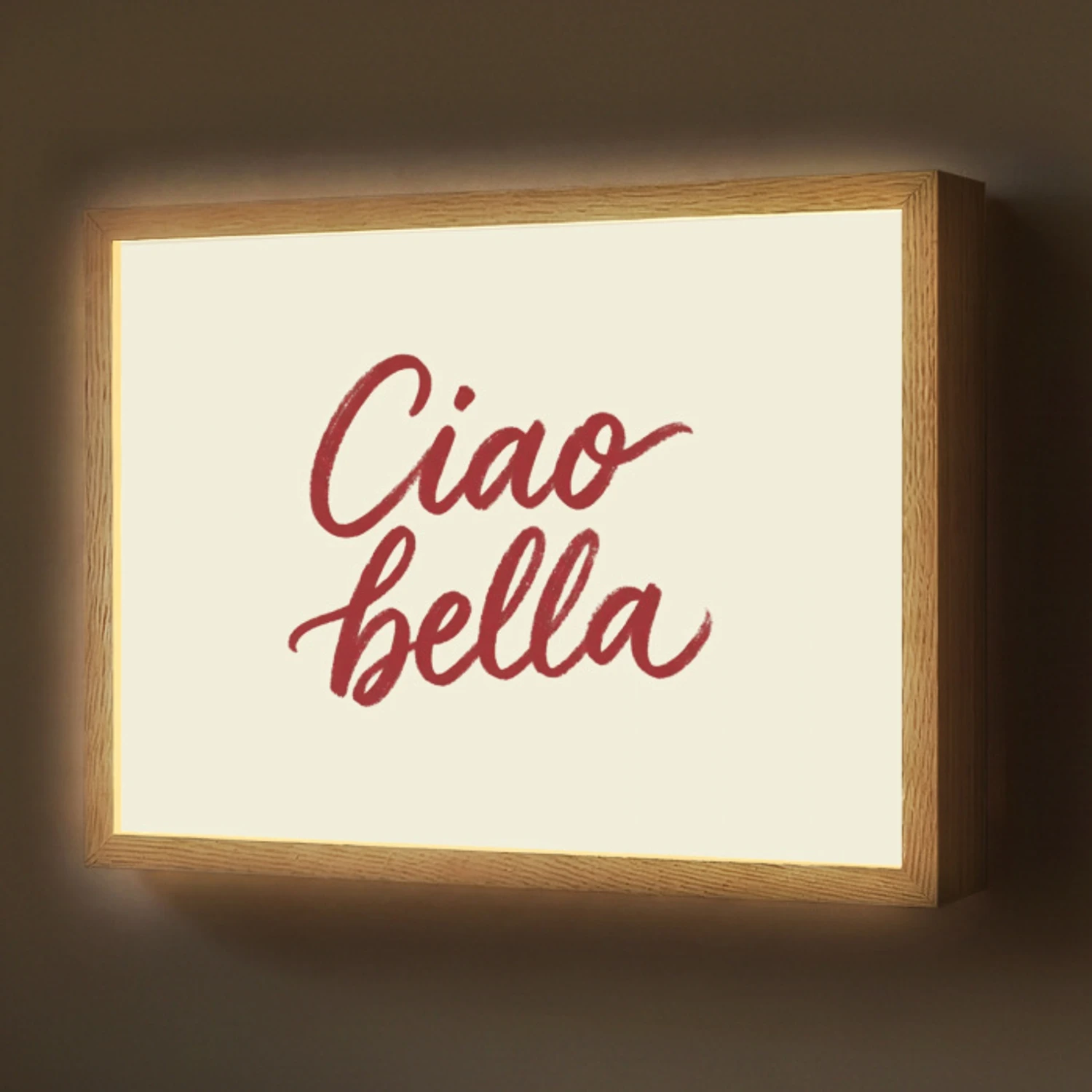 Ciao bella - Rood - Wit - Minimalistisch Light Box met batterij (Wandlamp) middel -z3d_website