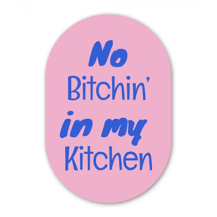 Quote - Blauw - Lettertype - Keuken Wandcirkel Ovaal Glas middel -3d