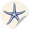 Blauwe zeester - Minimalistisch - Beige Wandcirkel behangsticker klein -3d