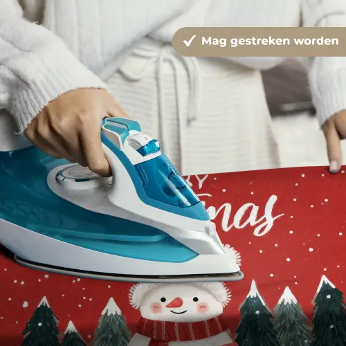 Kerstgroet - Sneeuw - Rood Wandkleed katoen klein -sfeer9