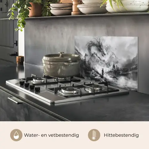 Krijger - Draak - Grijs keuken achterwand spatscherm klein -usp_NL