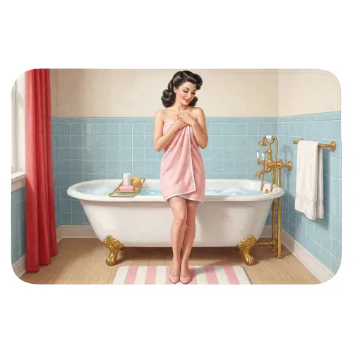 Badkamer - Vrouw - Roze Badmat klein -3d