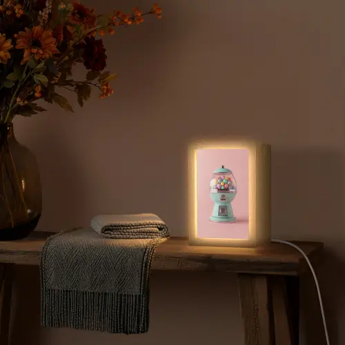 Kauwgom - Retro - Snoep - Roze Light Box met kabel (Tafellamp) klein -sfeer4