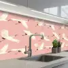 Modern - Kraanvogels - Roze keuken achterwand 2 middel 871 -3d_schuin