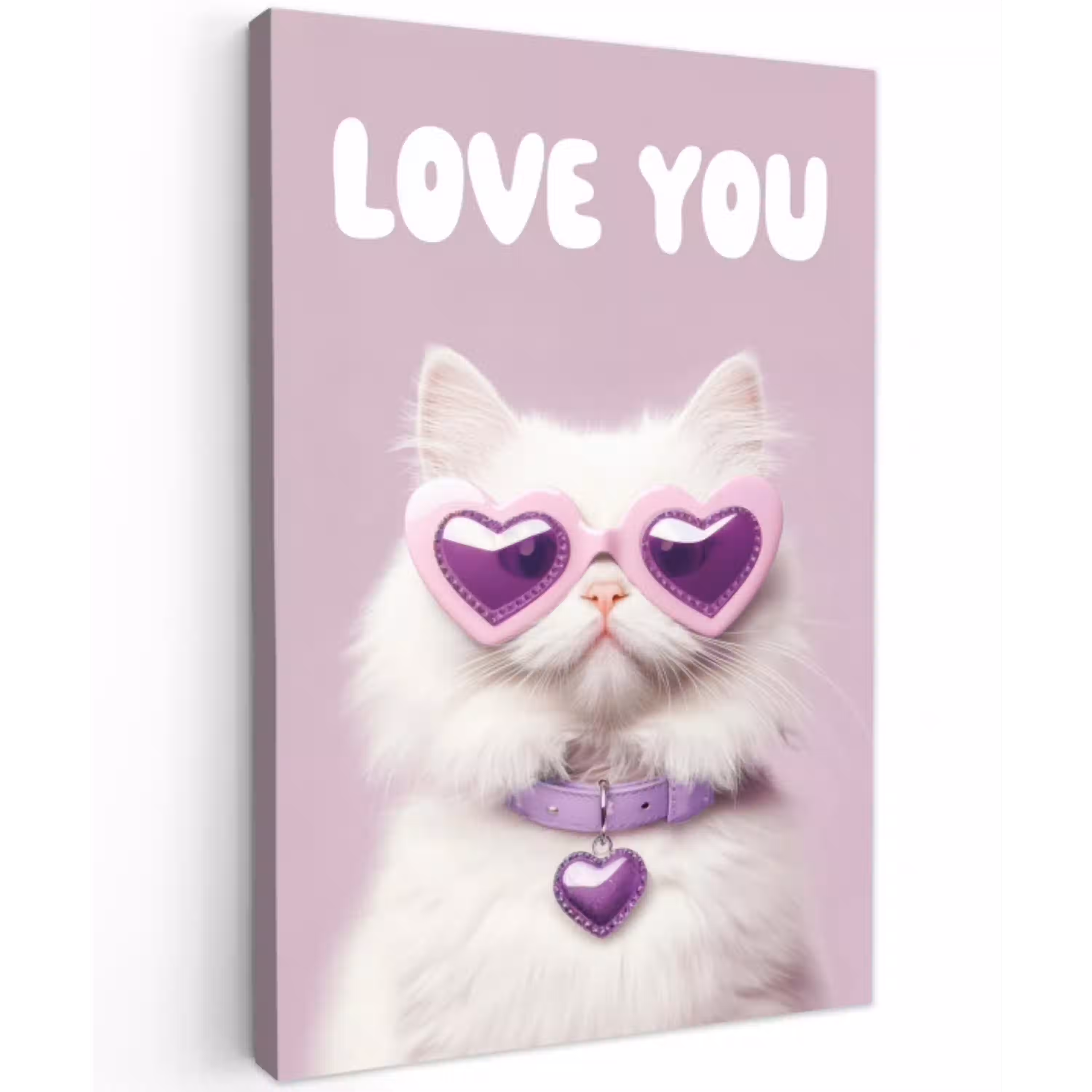 Kat - Love - Paars - Valentijn canvas 2cm klein -z3d