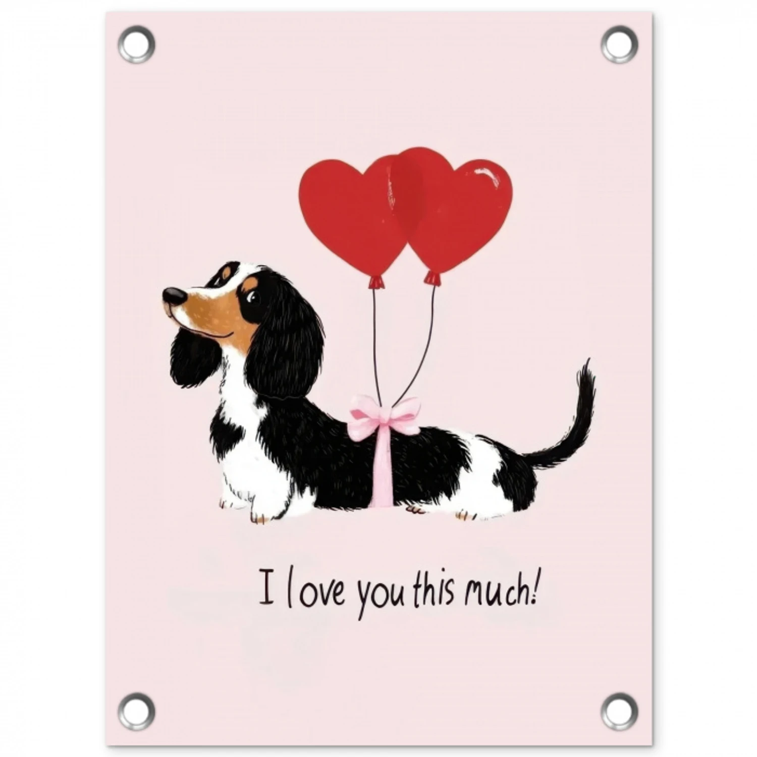 Hond - Teckel - Valentijn - Love tuinposter los doek klein -3d
